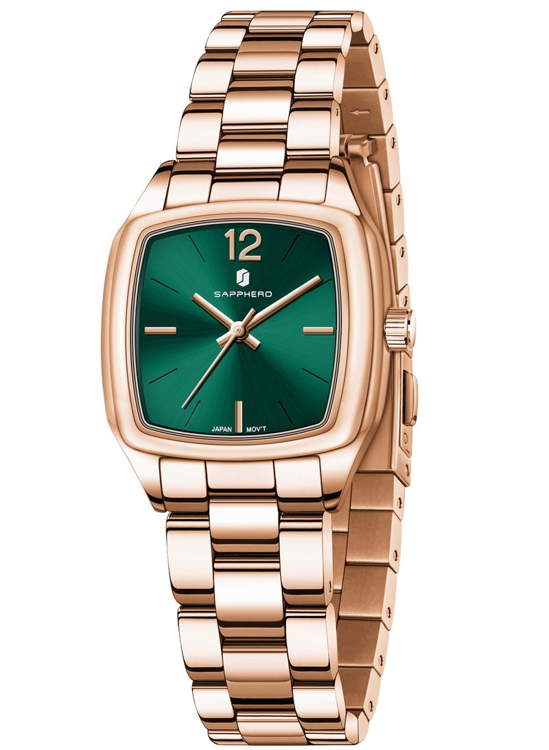 سافيرو ساعة نسائية، ساعة نسائية فاخرة، ساعة نسائية بسوار، ساعة صغيرة مقاومة للماء من الفولاذ المقاوم للصدأ حتى 3ATM - Image 1